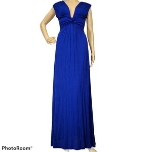 True Light Blue Plunge V-neck Evening Gown